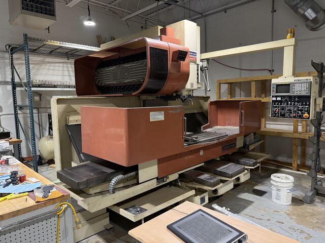 Okuma & Howa Millac CNC machining center with its Fanuc control, set in place and ready for power